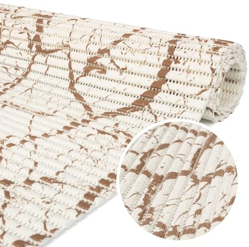 ANRO Weichschaummatte Badematte Bad Dusche WC Vorleger Teppich Antirutsch Badläufer Marmor Beige Weiß 300x130cm