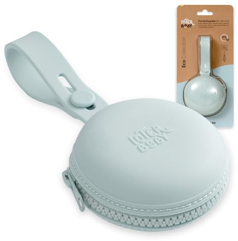 Interbaby - Portachupete Silicona | PortaChupetes Bebe Cómodo, Higiénico, Unisex | Guarda Chupetes Bebe Ajustable, Fácil Sujeción, Con Cremallera, Sin BPA | Azul