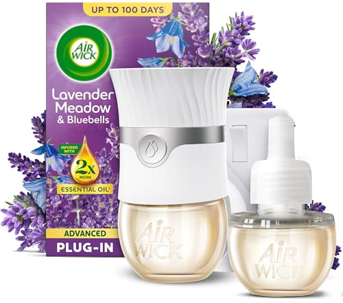 Air Wick Lavender Meadow & Bluebells Advanced Electrical Plug-In Kit 19ml, Lasts for up to 100 days, Air Freshener