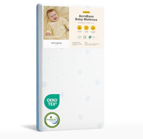 MAMAZING Aerobase Baby Crib and Toddler Mattress 52 L x 28 W, 2-Stage Breathable Mattress, Non-Toxic, Waterproof Liner, Machine-Washable Cover, Fits Standard Baby Crib & Toddler Bed