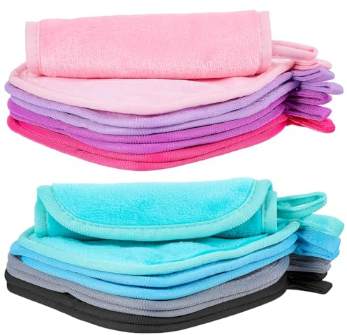 Guduling 16 Stück Abschminktücher Waschbar,Make Up Radierer Tuch,Wiederverwendbare Wattepads,Abschminkpads Waschbar Weich und Hautfreundlich für Alle Hauttypen Geeignet,8 Farben