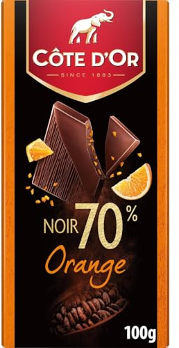 COTE D'OR – Chocolat Noir Intense à l’Essence d’Orange, Gourmandise Fruitée (Tablette 100g) - Le Lot De 4