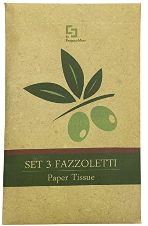 PRESENT-MORE - Set Mouchoirs 50 Pièces - Ligne Beauty Oil - Mouchoirs en Pure Cellulose - Emballage Écologique en Stone Paper - Idéal pour Hôtels et B&B