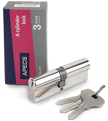 Cilindro de cierre APECS con cerradura niquelada, cilindro de perfil de 30/60 mm para cerradura de puerta con 3 llaves modelo EC-90 (30/60)