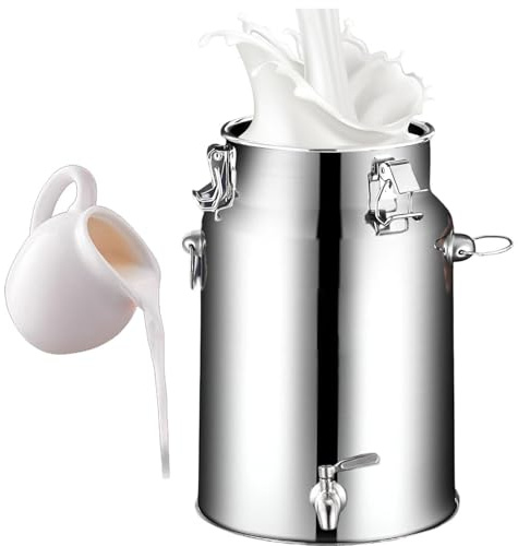 Bidon INOX 20 litres avec Robinet,Bidon a Lait INOX De Transport De Lait De Ferme Bidon De Baratte,Capacity-18L