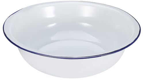 MUSISALY Bassin Émail Rétro pour Bain de Cuvette Polyvalente pour Pédicure Lavage Visage et Lessive Bassine Vintage Bleu Bordée Élégante Accessoire Multifonction pour Soins et Maison