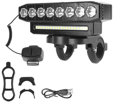 BWVMVB Spot longue Portée Moto Phares Pour Moto Sans Fil À LED 8/5, 20/12 V, 6 Modes D'éclairage, Portables, Étanches, Rechargeables Vélo(8LED Horn)