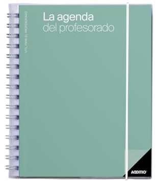 ADDITIO Agenda des enseignants - Planification trimestrielle - Vue hebdomadaire - Évaluation - Dimensions : 16,5 x 21,5 cm - Espagnol - Vert