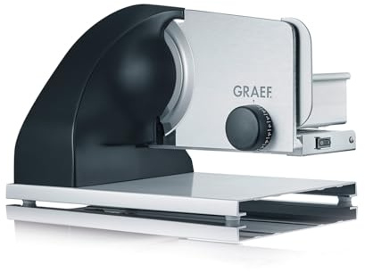 Graef sks902eu Electric 185 W Aluminium Black, Stainless Steel Slicer Freiraumschneider (230 V, 50 Hz, Aluminium, Black, Stainless Steel, 335 mm, 450 mm