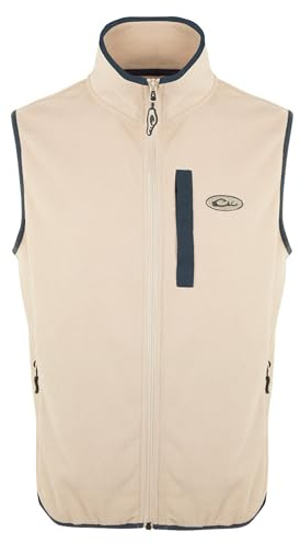 Drake Waterfowl Men’s Hunting Camp Fleece Vest, Oatmeal/Navy, 2X-Large, (DW1603-OMN-5)