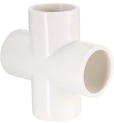 Sourcing Map Tubo Cruz, Codo de 4 Vías, Conector PVC 25mm, Reductor en T, Reductor Manguera, Accesorio de Tubería, Blanco 6 Piezas
