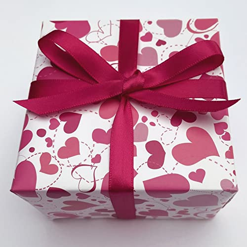Wedding anniversary wrapping paper with Ribbon. 4 XL Sheets (50 x 70cm). Pink Hearts. Gift wrap for Anniversary, Wedding, Birthday, Wife or Girlfriend. With 3 metres of Pink Ribbon.