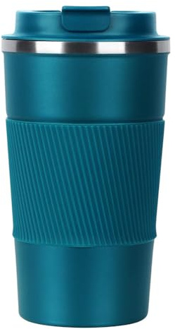 Voarge 380 ml Tazza Termica da Viaggio in Acciaio Inox con Coperchio a Prova di Perdite, per Caffè e Tè (Blu)