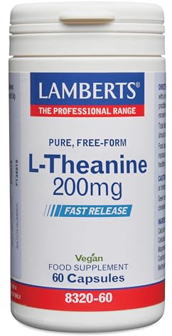 Lamberts L-Teanina 200 mg | Aminoácido del Té Verde | Rápida Liberación | 60 Cápsulas | Una al Día | Bienestar Diario | Calidad Farmacéutica GMP