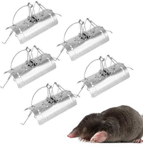 REPELEM Tunnel Mole Trap Reusable Mole Traps, Rust-Free Garden Protection Humane Vole & Mole Killer, Powerful Mole Deterrent | Large, Pack of 5
