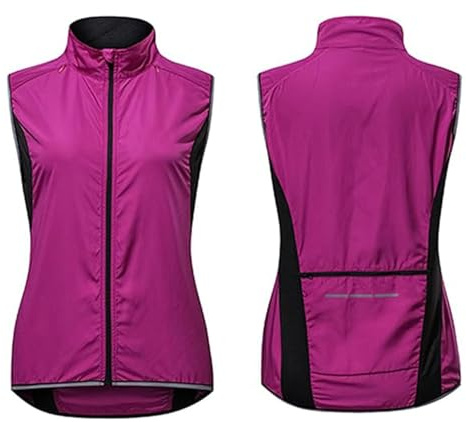 CLMETHE Gilet da ciclismo traspirante Gilet da ciclismo da donna senza maniche Gilet da equitazione Leggero Gilet da bici riflettente ad alta visibilità Maglie da ciclismo,Purple-CHNL/EURM