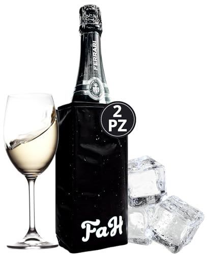 FAH - Kit 2 Refrigeratori per Bottiglie di Vino e Spumante in Gel, 37x17,5 cm, Raffredda e Mantiene la Temperatura di Bottiglie di Vino, Champagne e Birra, Ideale per Cene, Picnic e Gite
