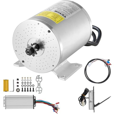 VEVOR Kit de moteur électrique sans balais, 1800 W, moteur électrique CC pour karts, 48 V 4500 tr/min, avec contrôleur de vitesse et kit d'accélérateur à pédale, pour vélo électrique, moto, scooter