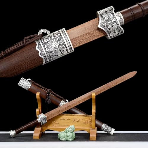 TIANTAO 92cm Aile de Poulet Épée en Bois，Fourreau en Bois de Rose Naturel，Épée Samouraï en Bois pour Kendo,Jeu de rôle,Exposition,Collection