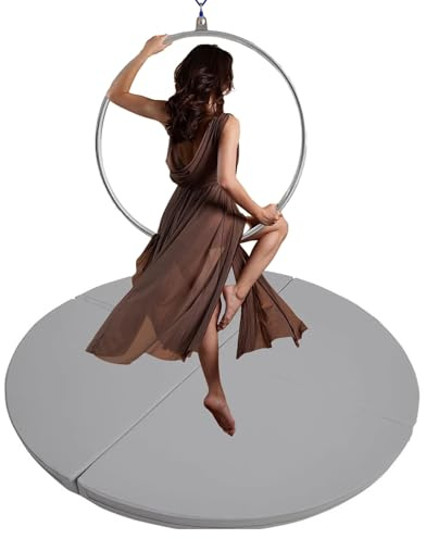 Pole Dance-matta, tjock 1/2/4-tums crashpad för Aerial Lyra Hoop, vikbar gymnastik- och pol-dansmatta, stötdämpande yogamatta (grå, 120 cm x 5 cm) – perfekt för hem och lägenhet