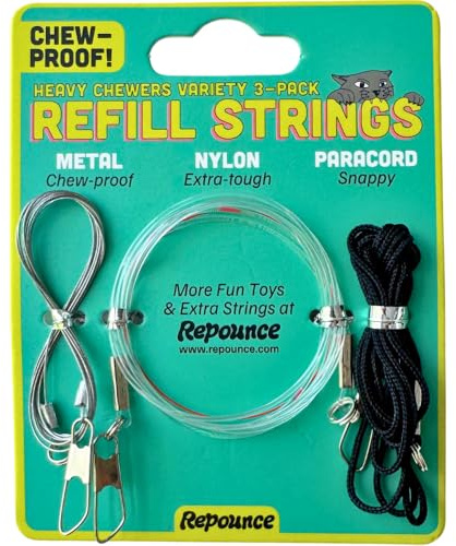 Repounce Cat Wand String Replacement 3-Pack, Chew Proof Metal Wire Toy