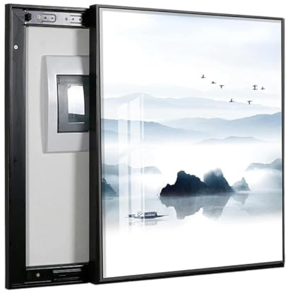 Breaker Panel, Detachable Wall Mounted Electrical Cover - Painting Hanging Decoration for Electric Meter & Distribution Box Switch(Gray,Right)