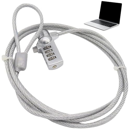 Candado para computadora portátil, cable de bloqueo de seguridad combinado para computadora portátil de 4 pies con contraseña de 4 dígitos, cable seguro y antirrobo liviano para computadoras