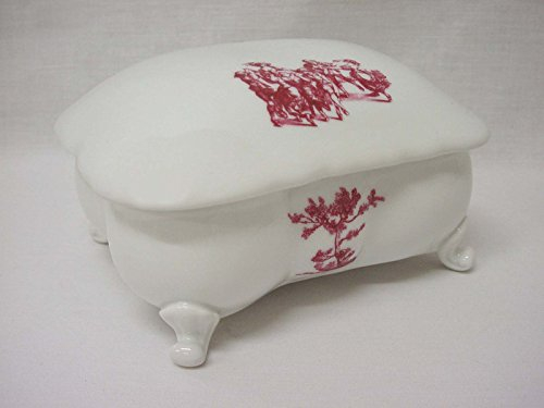 CAJA JOYERO OVALADO PORCELANA CLASICO ROJO