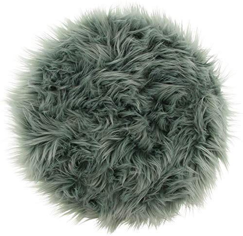Dekoleidenschaft Deko-Fell Aqua grau-blau, rund, Ø 35 cm, Sitzkissen, Kunstfell, Stuhlauflage, Stuhlpolster, künstliches Schaffell, Sitzpolster, Stuhlkissen, Kuschelfell