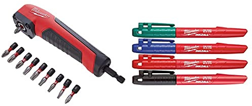 Milwaukee 4932471274 Shockwave Impact Duty Right Angle Attachment 11 Piece & MIL48223106 Markers