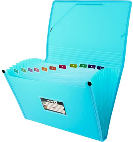 Grafoplas - Carpeta Clasificadora Acordeón, Azul Claro, 13 Posiciones, Tamaño Folio, Polipropileno, Like
