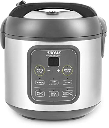AROMA Professional Digital Rice Cooker, Multicooker, 4-Cup (Uncooked) / 8-Cup (Cooked), Steamer, Slow Cooker, Grain Cooker, 2Qt, Stainless Steel Exterior, ARC-994SG