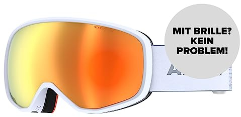 ATOMIC REVENT STEREO Skibrille - Light Grey - Skibrillen mit Blendschutz - Hochwertig verspiegelte Snowboardbrille - Brille mit Live Fit Rahmen - Skibrille mit Doppelscheibe