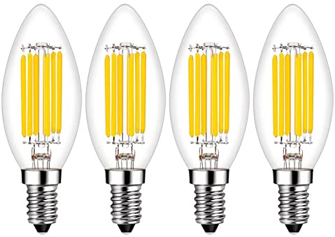Beonllay E14 LED Bulb Dimmable 60W Equivalent 2700K Warm White, E14 Light Bulbs European Base 6W 600Lumens AC120V, E14 Edison Bulb for Turkish Lamp Light Bulb Replacement, 4 Pack
