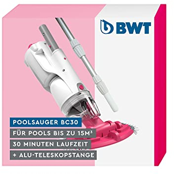 BWT Aspirador de Piscinas BWT BC30 Incl. pértiga telescópica | Limpieza eficaz de Piscinas de hasta 15 m³ | Funcionamiento sin Cable | Incl. pértiga telescópica a Juego de 120 cm a 360 cm