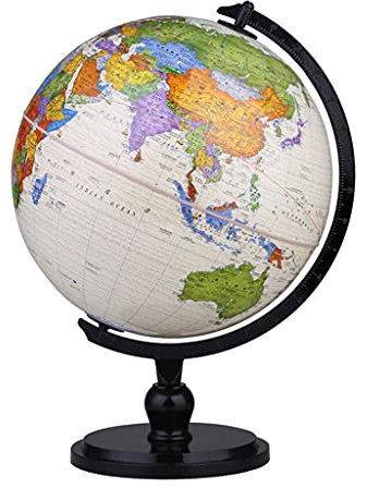 Weltkugel 24,1 cm Weltkugel mit schwarzem Ständer, Geografische Weltkugel, Schreibtisch, Klassenzimmer, dekorativer Globus, Vintage-Erdkugel für Erwachsene, Geografische Globen