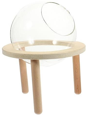 Hohopeti Glas Sandbadbox Für Hamster Kleine Badewanne Mit Holzgrund Transparent Kleintierbad Für Hamster Rennmäuse Mäuse Haushaltszubehör
