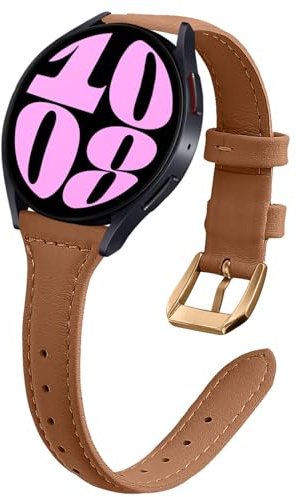 WoPail läderarmband 20 mm för Samsung Galaxy Watch 7/FE/6/5/4 40 mm, 44 mm/Watch 6 Classic 43,47 mm, damersättningsarmband, klockarmband för Galaxy Wat-ch 5 Pro 45 mm brun