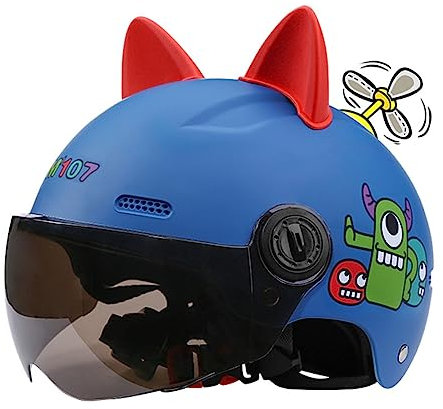 Motorradhelme, DOT-Zugelassen, Leicht, Atmungsaktiv, 2–14 Jahre Alt, Halbhelm Mit Visier, Moped-Cruiser-Bobber-Scooter-Helme Für Junge Kinder J,48-52