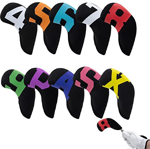 Anloximt Couvre-têtes Fer Golf - 10 pièces Couvertures Club Golf pour Fers - Cadeaux universels Protection Club Golf pour Les golfeurs et Les Amateurs f
