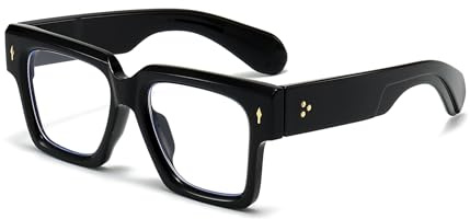 EYLRIM Square Frame Glasses for Women Men Fashion Thick Frame Blue Light Glasses Non Prescription Eyeglasses(Black)