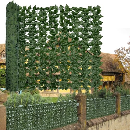 DOPGIB Artificial Ivy Privacy Fence Screen: 40x 140(39.2 SQFT) UV-Anti Faux Hedge Fence and Fake Ivy Vine Leaf Wall Panels for Indoor&Outdoor Green Backdrop, Garden Greenery Decor