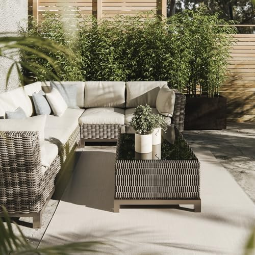 Interiyou Alfombra Exterior Lome - 200x300 cm Blanco - Patrón geométrico - Resistente a los Rayos UV para Exteriores: balcón, terraza, jardín o Cocina - Tejido Plano
