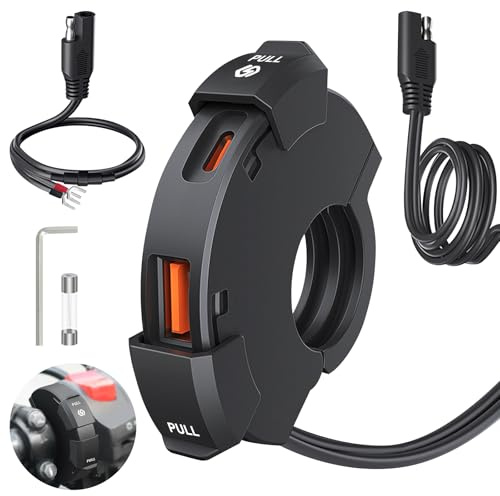 Newaner USB-laddare motorcykel, USB, motorcykelladdare, IP65 vattentät motorcykeluttag, motorcykel laddare adapter, för 22–25 mm styre | Anslutning, motorcykel USB-laddare, uttag styre, motorcykelladdare för 22–25 mm styre