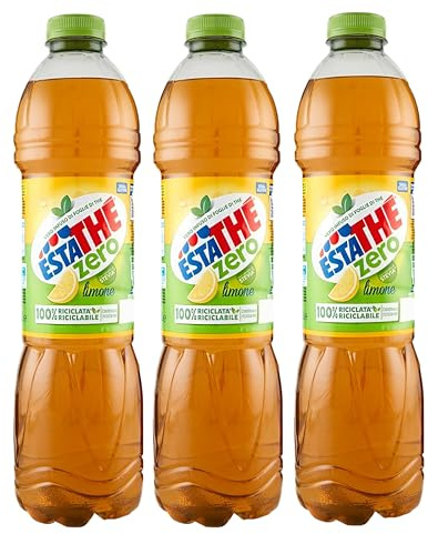 3X Estathé Limone ZERO The Freddo con Vero Infuso di Foglie di The e Succo di Limone Zero Zuccheri con Stevia, Senza Glutine (Gluten Free) 1,5 L