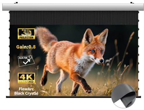WUPRO FlowArc Pantalla de Proyección 72 Pulgadas, Eléctrica Motorizada, Black Crystal 4K ALR, Montaje en Pared y Techo, Compatible con Proyectores ST/LT (No UST), para Ambientes Luminosos