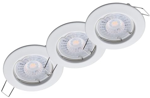 Oktaplex Lighting Set med 3 takspottar – steglöst dimbar – 4,9 W 2700 K 230 V 370 lm varmvit – LED infälld spotlight vit hålstorlek 60 mm