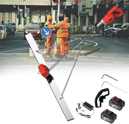 Massetto In Calcestruzzo Senza Fili,Strumento Di Livellamento Per Calcestruzzo,Righello Vibrante Ricaricabile,Strumento Elettrico Per Finitura In Calcestruzzo,Con Batterie Da 2 Pezzi 1.2m