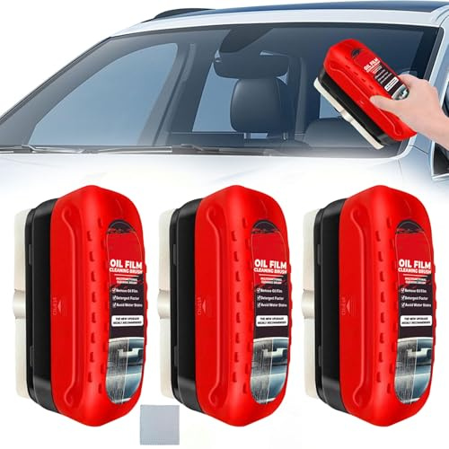 Pulizia Vetri Auto,3pcs Automotive Oil Film Cleaning Brush,Liquido Lavavetri Auto,Detergente Vetri Auto,Detergente per Parabrezza e Rimozione Pellicola D'olio