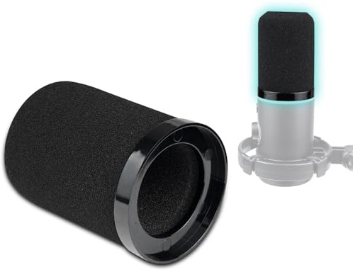 SOULWIT Espuma Micrófono Filtro Antipop para Maono PD200W/PD200X, Protector de Mic Cubierta Pantallas antiviento Parabrisas - Negro
